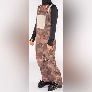Floral Camo Bib Overalls in Brown & Pink